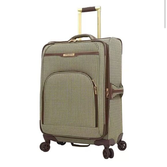 London Fog Oxford III 29”Spinner Luggage suitcase travel bag olive houndstooth - Picture 9 of 16